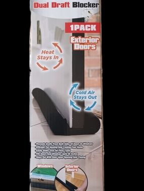 Door Draft - Dual Draft Blocker Door Seal Spaces In Doorway Or Window - Black